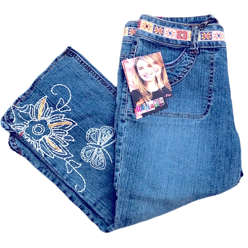 NEW Unfabulous Nickelodeon vintage embroidered Capri flared jeans girl’s size 14